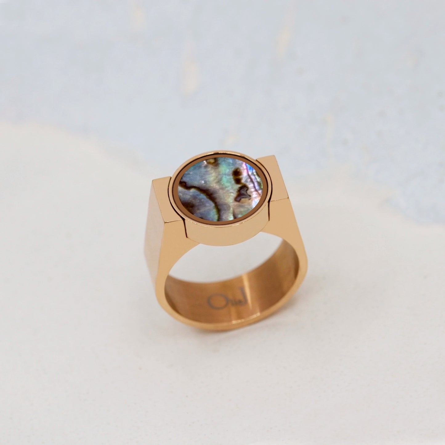 Abalone Shell Unisex Ring - Signet Style