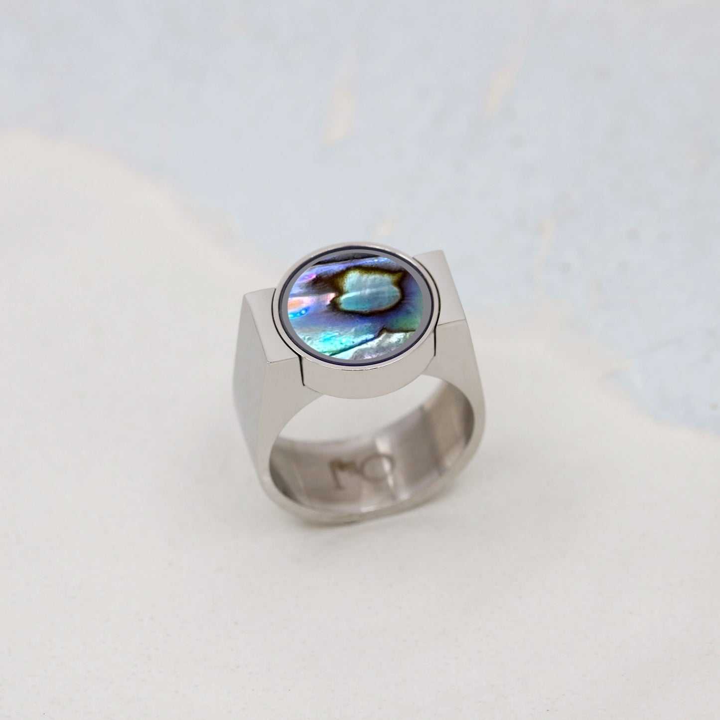Abalone Shell Unisex Ring - Signet Style
