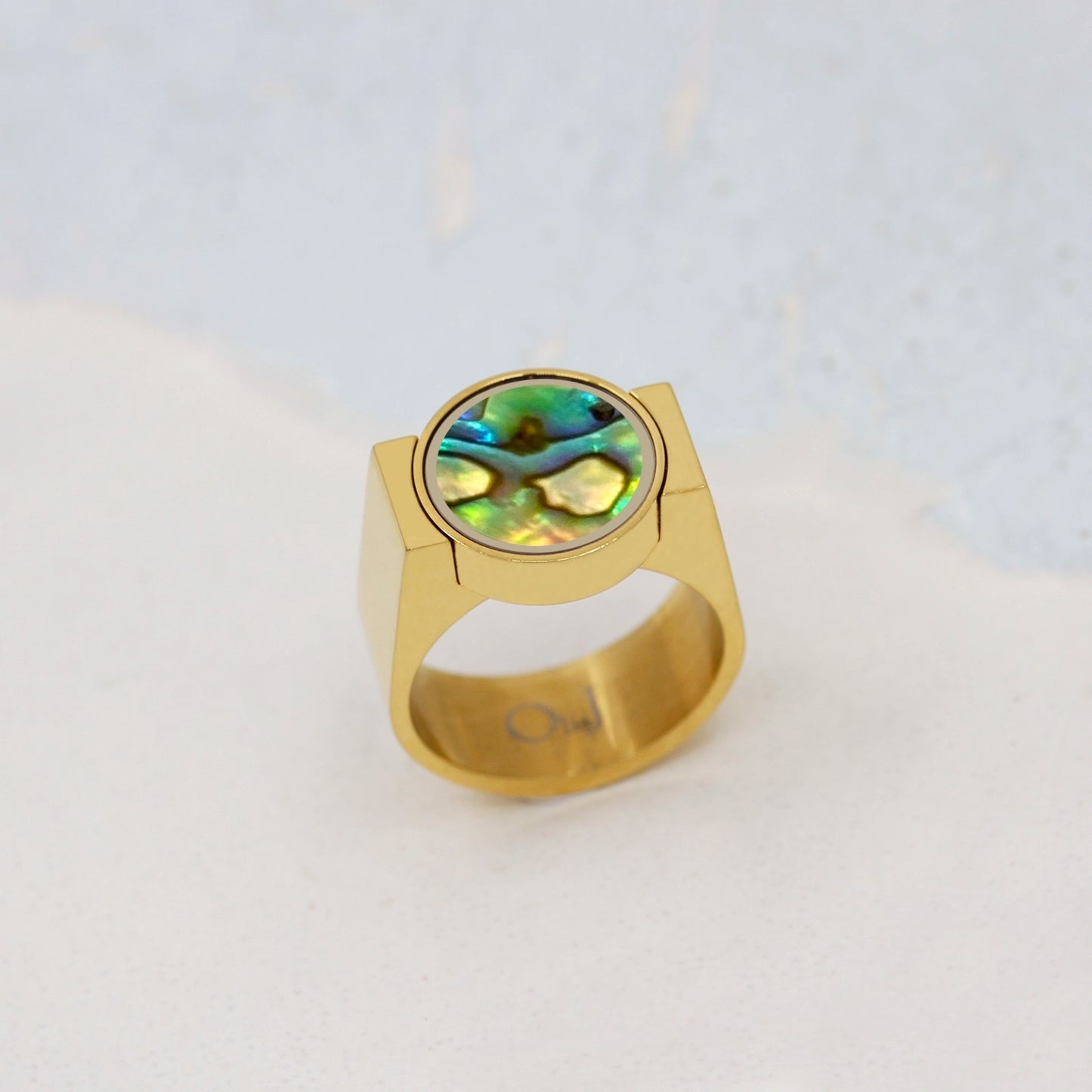Abalone Shell Unisex Ring - Signet Style