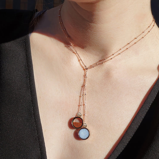 Australian Opal & Red Desert Sand Duo Necklace