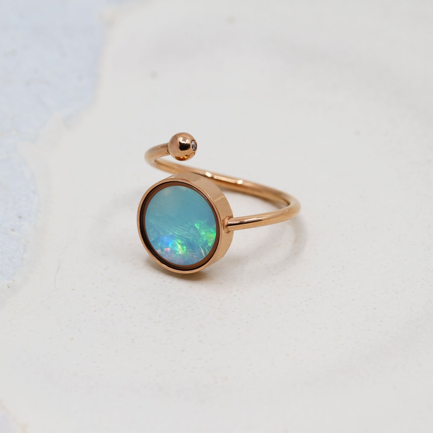 Bague ajustable en Opale Australienne