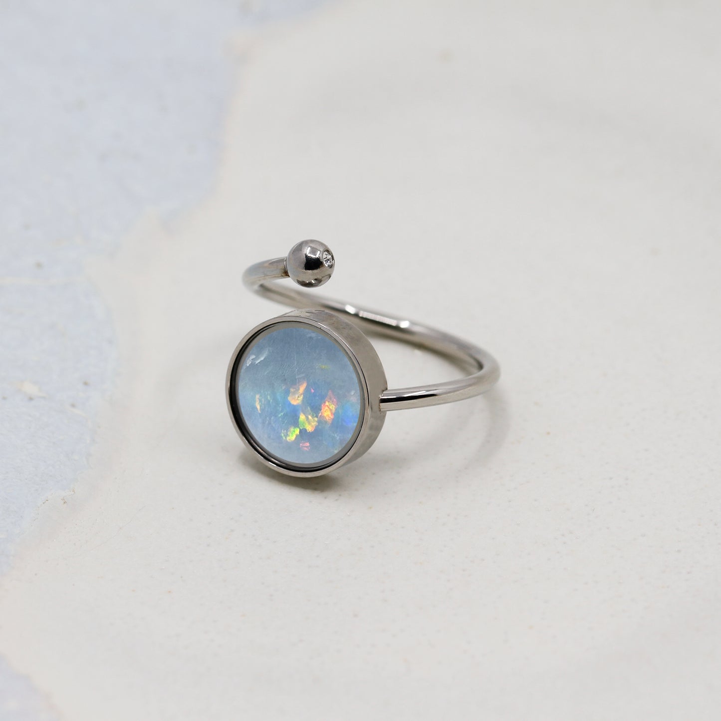 Bague ajustable en Opale Australienne