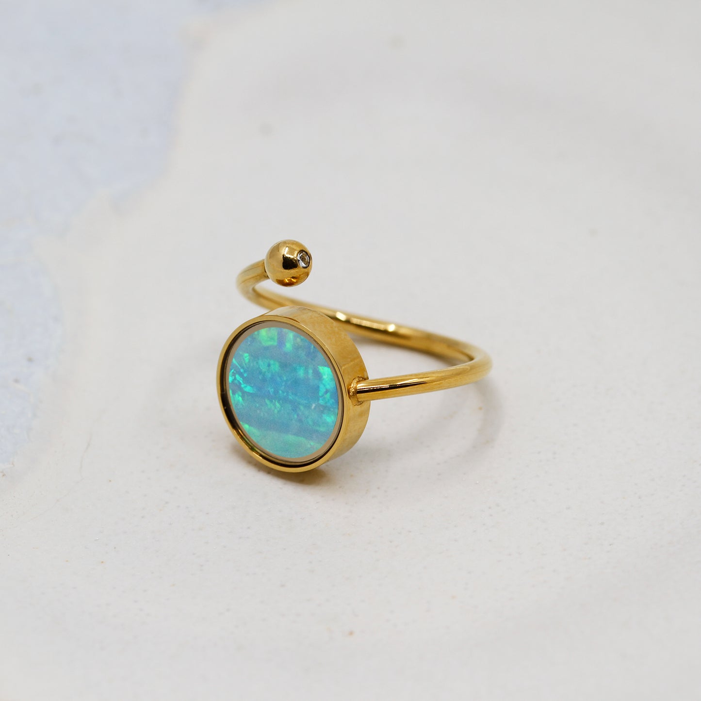 Bague ajustable en Opale Australienne
