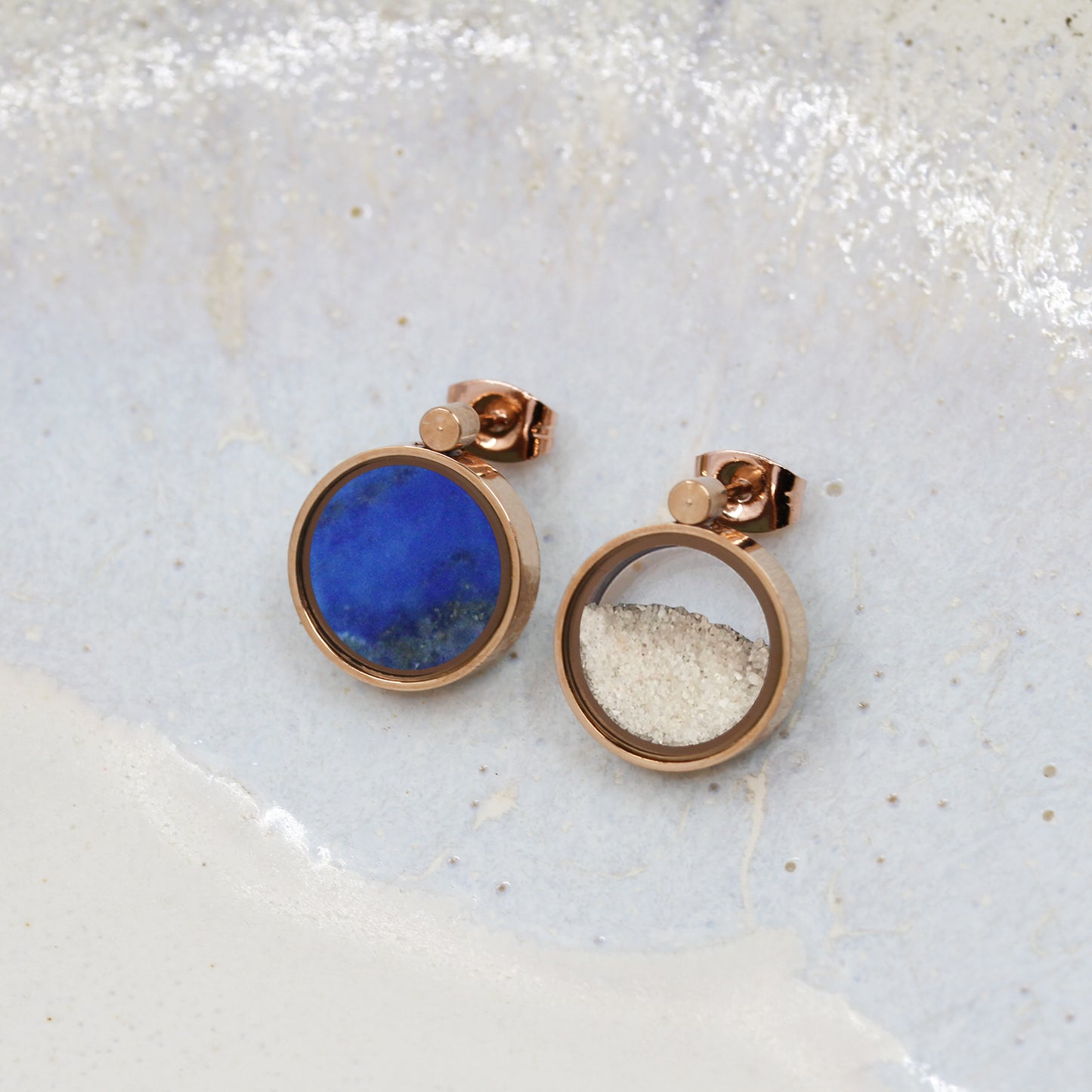 Boucles d'oreilles en Lapis Lazuli & Sable de Plage Australien
