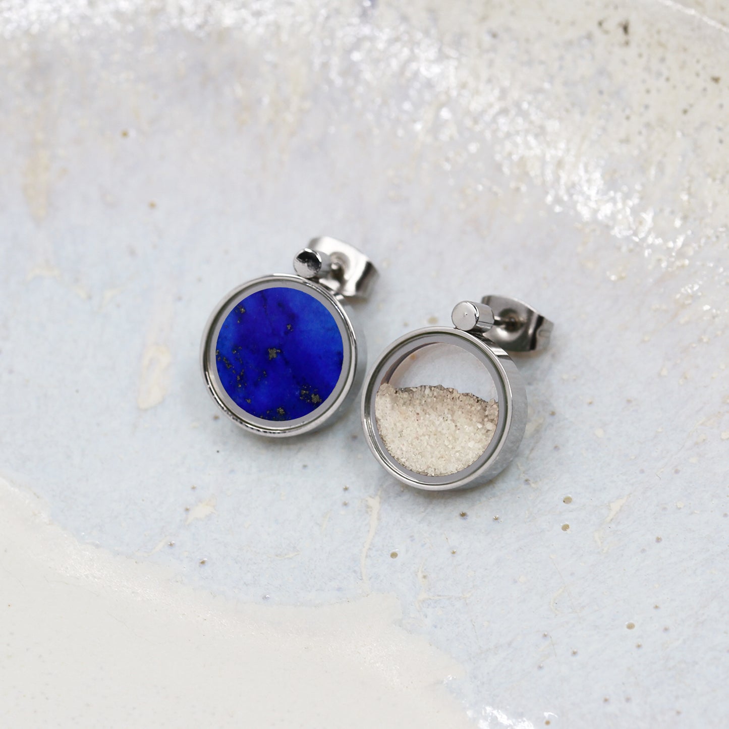Boucles d'oreilles en Lapis Lazuli & Sable de Plage Australien