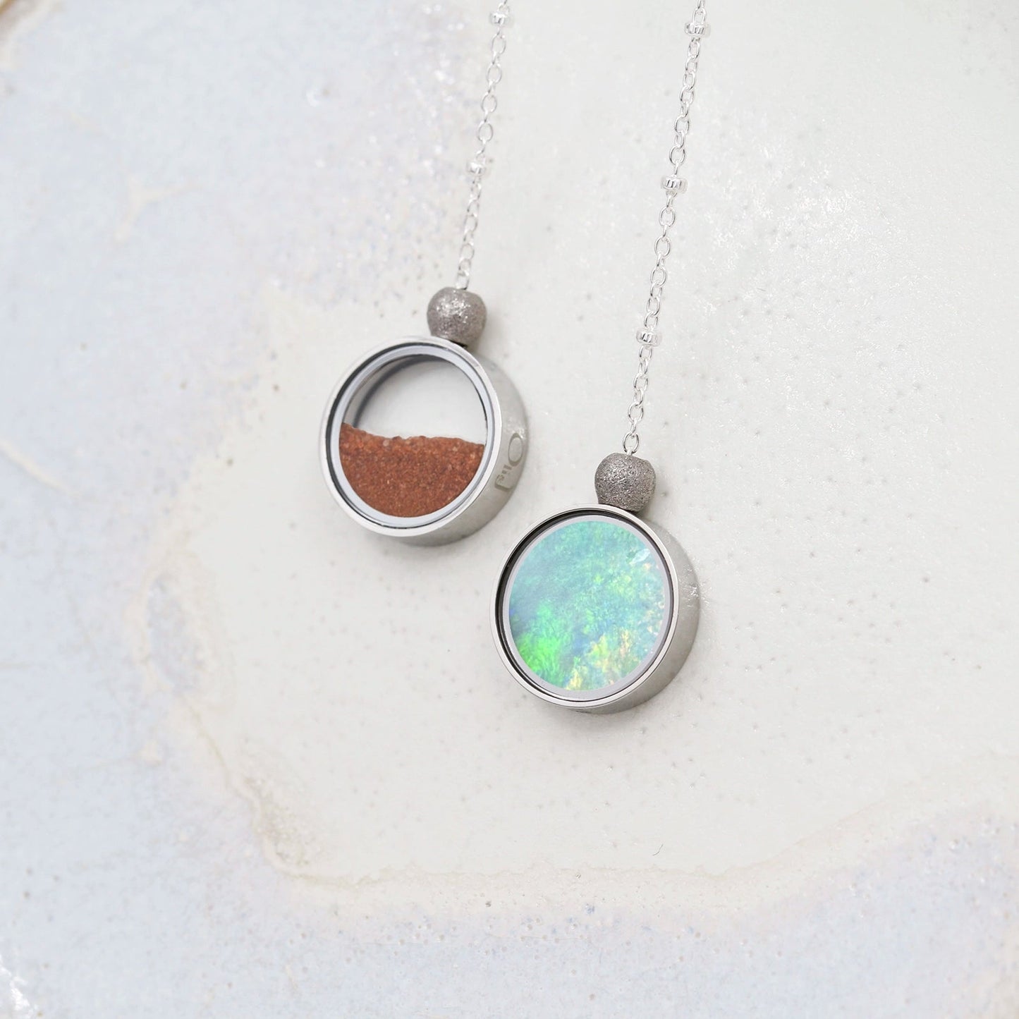 Australian Opal & Red Desert Sand Duo Necklace - Necklaces | Oli&J
