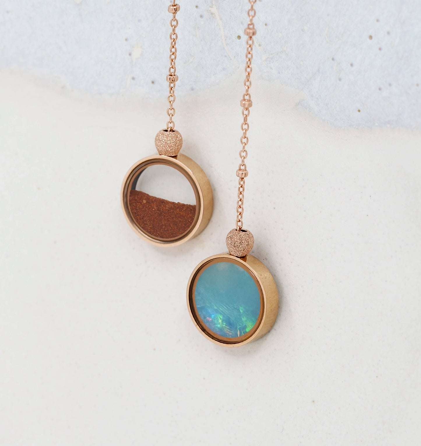 Australian Opal & Red Desert Sand Duo Necklace