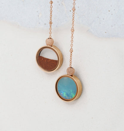 Australian Opal & Red Desert Sand Duo Necklace