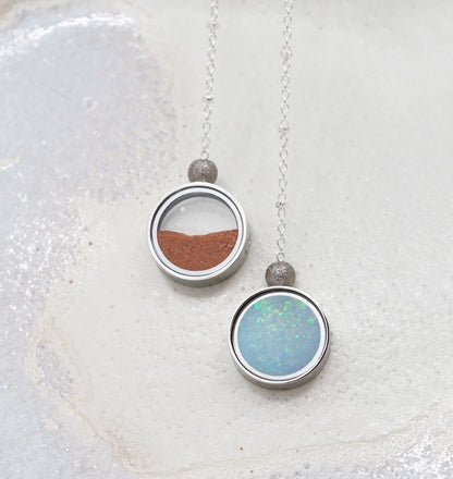 Australian Opal & Red Desert Sand Duo Necklace