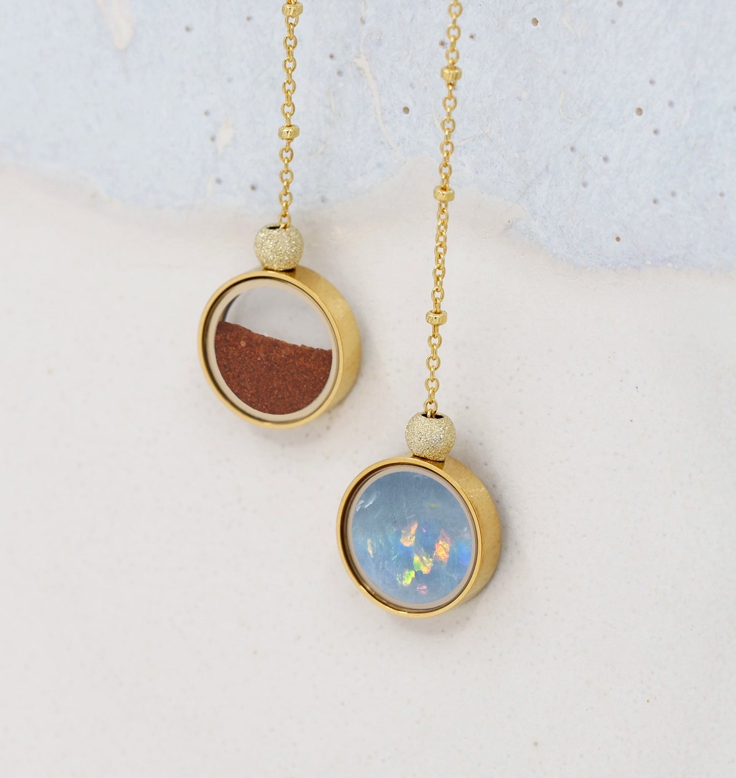 Australian Opal & Red Desert Sand Duo Necklace