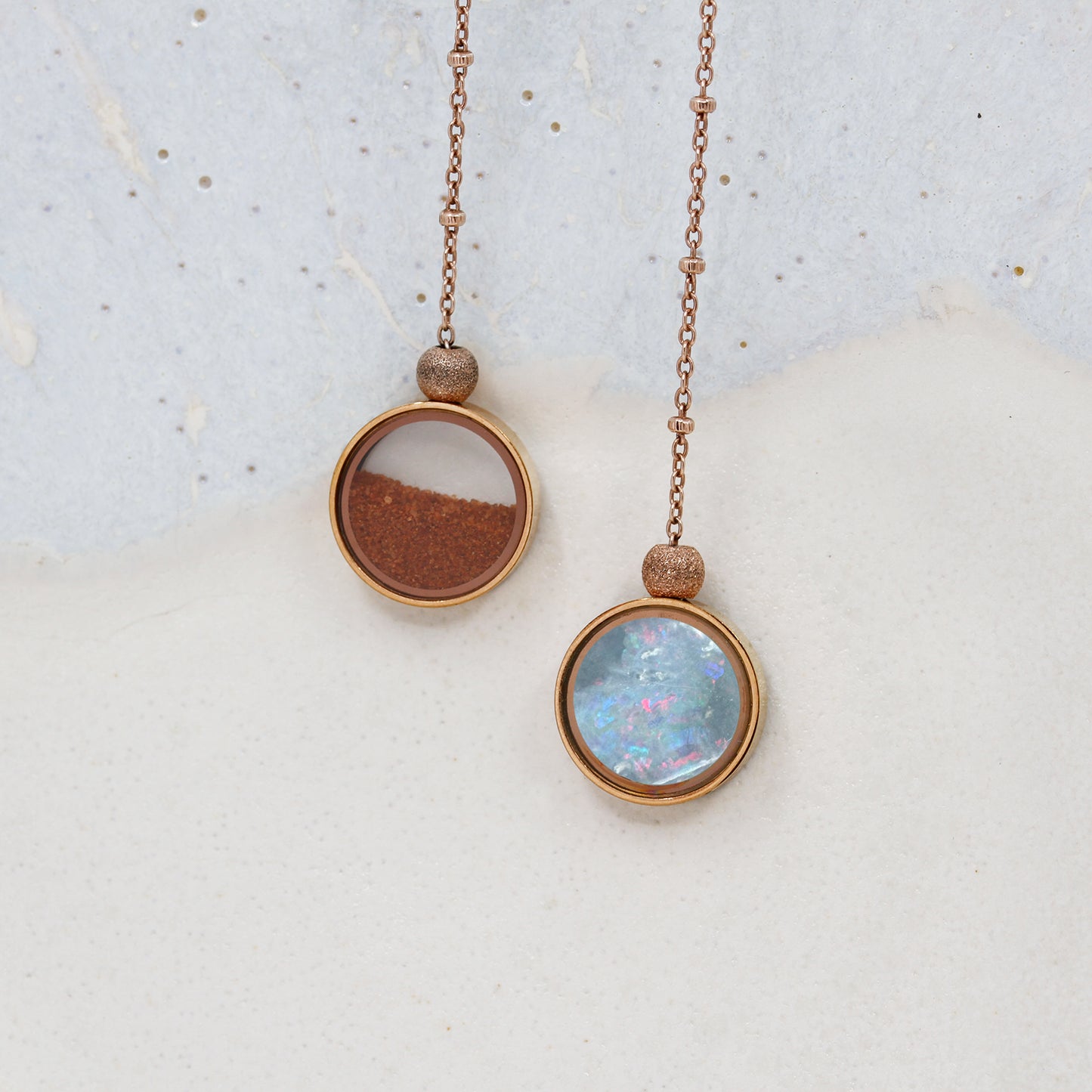 Australian Opal & Red Desert Sand Duo Necklace