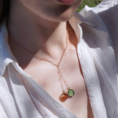 Collier Duo en Variscite Australienne & Sable Rouge du Désert Australien