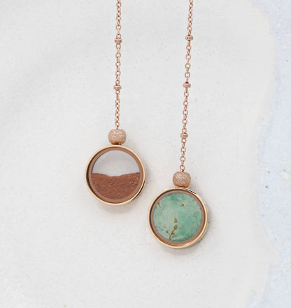 Collier Duo en Variscite Australienne & Sable Rouge du Désert Australien