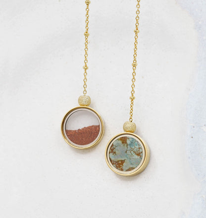 Collier Duo en Variscite Australienne & Sable Rouge du Désert Australien