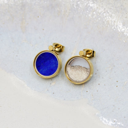 Boucles d'oreilles en Lapis Lazuli & Sable de Plage Australien