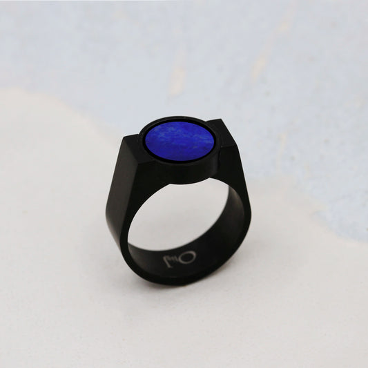 Lapis Lazuli Unisex Ring - Signet Style