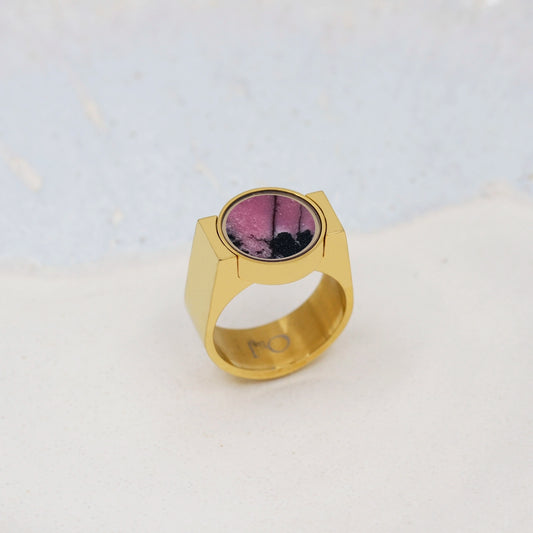 Bague unisexe en Rhodonite Australienne - Style chevalière