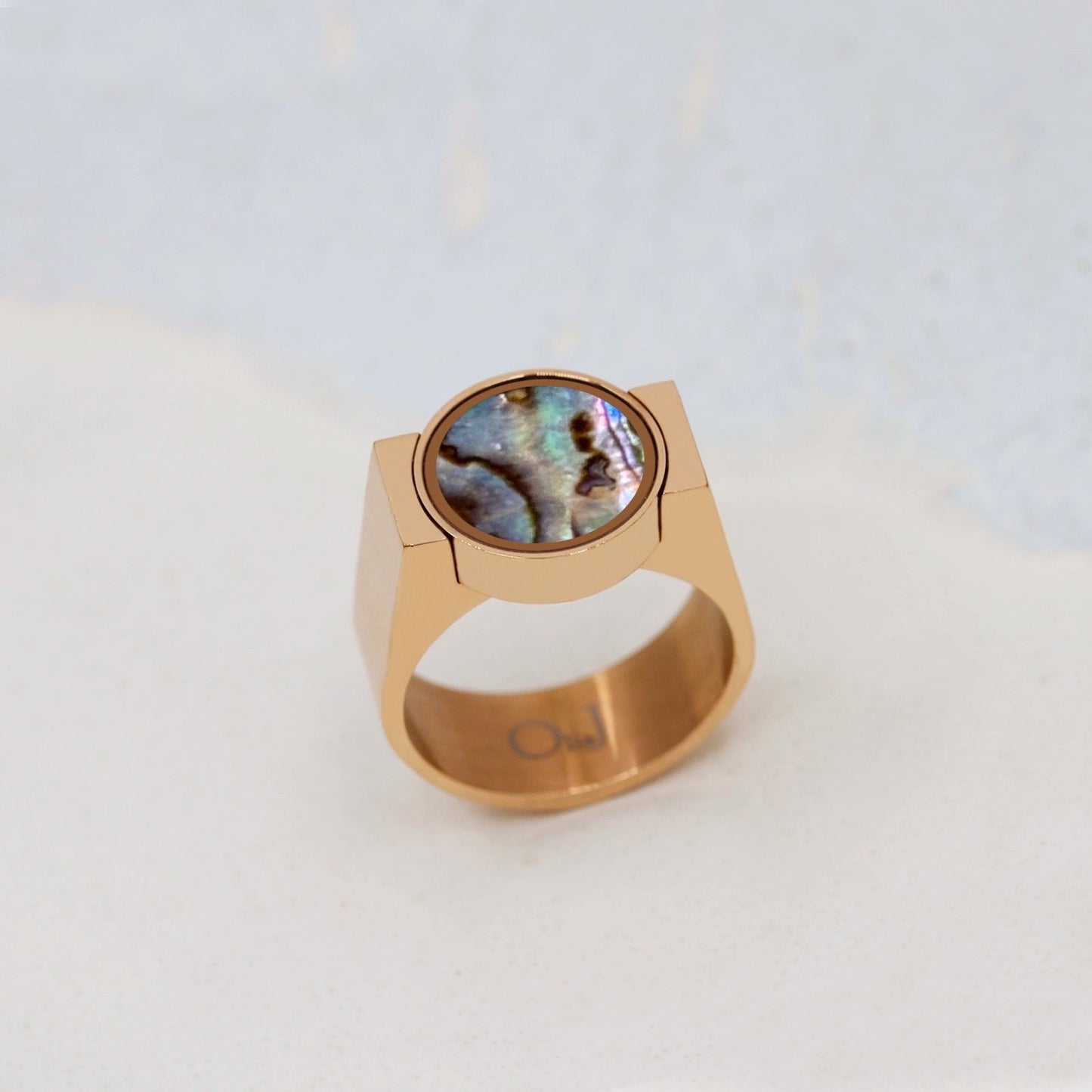 Abalone Shell Unisex Ring - Signet Style - Unisex Rings | Oli&J