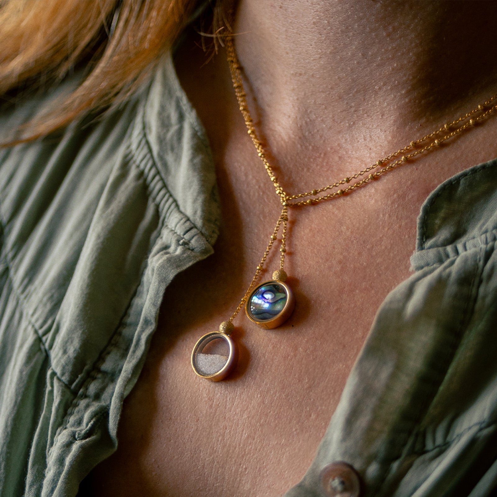 Australian Abalone Shell & Australian Beach Sand Duo Necklace - Necklaces | Oli&J