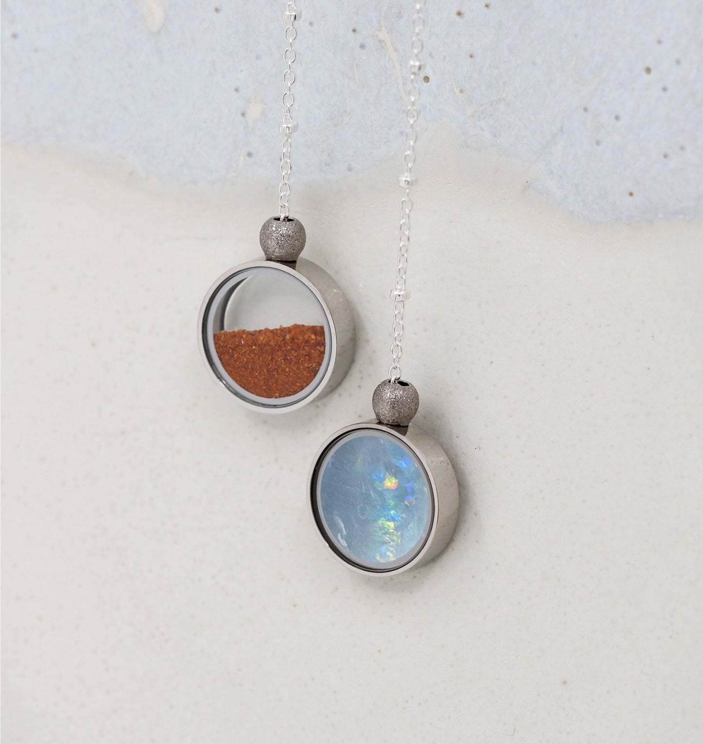 Australian Opal & Red Desert Sand Duo Necklace - Necklaces | Oli&J