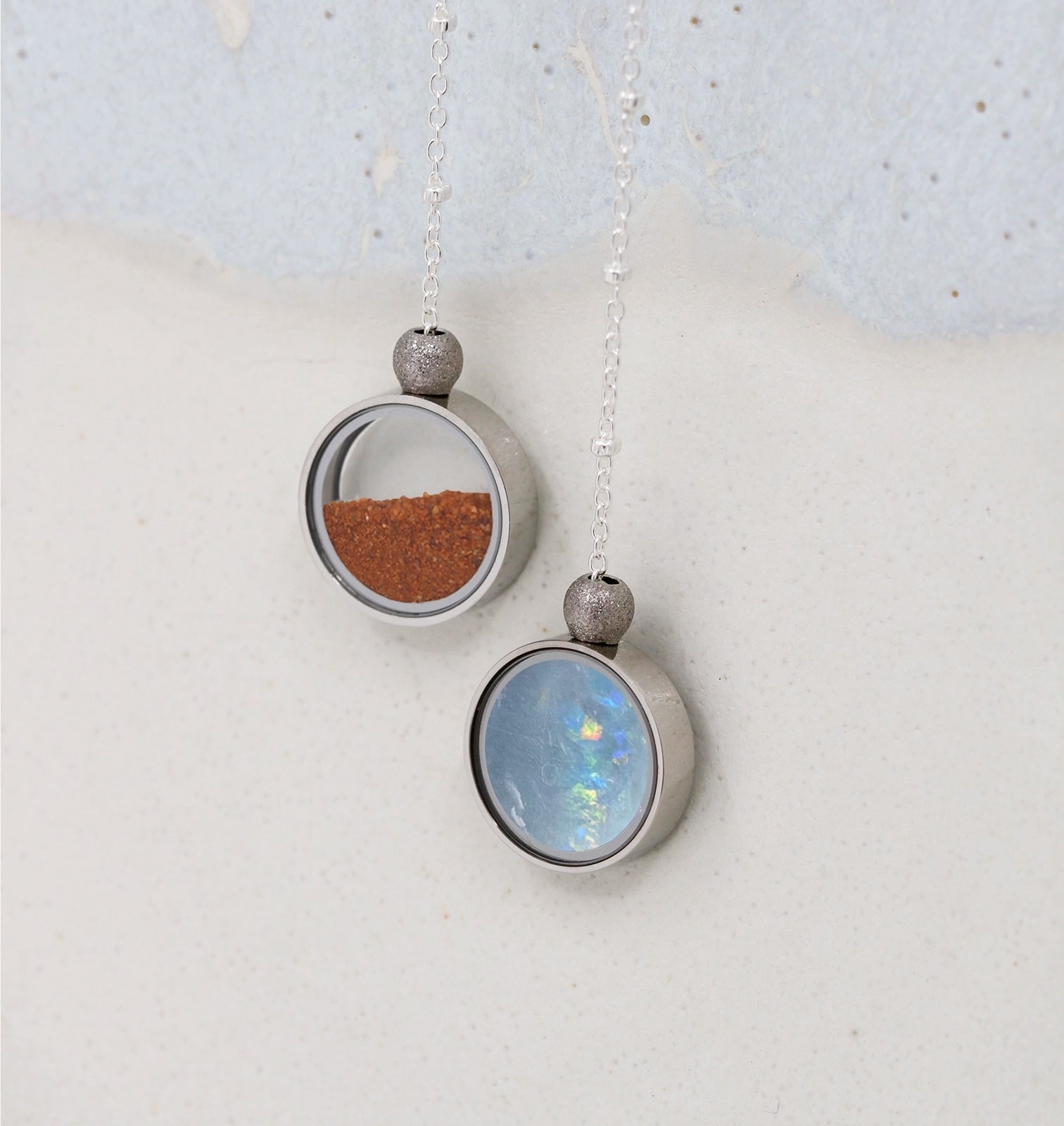 Australian Opal & Red Desert Sand Duo Necklace - Necklaces | Oli&J