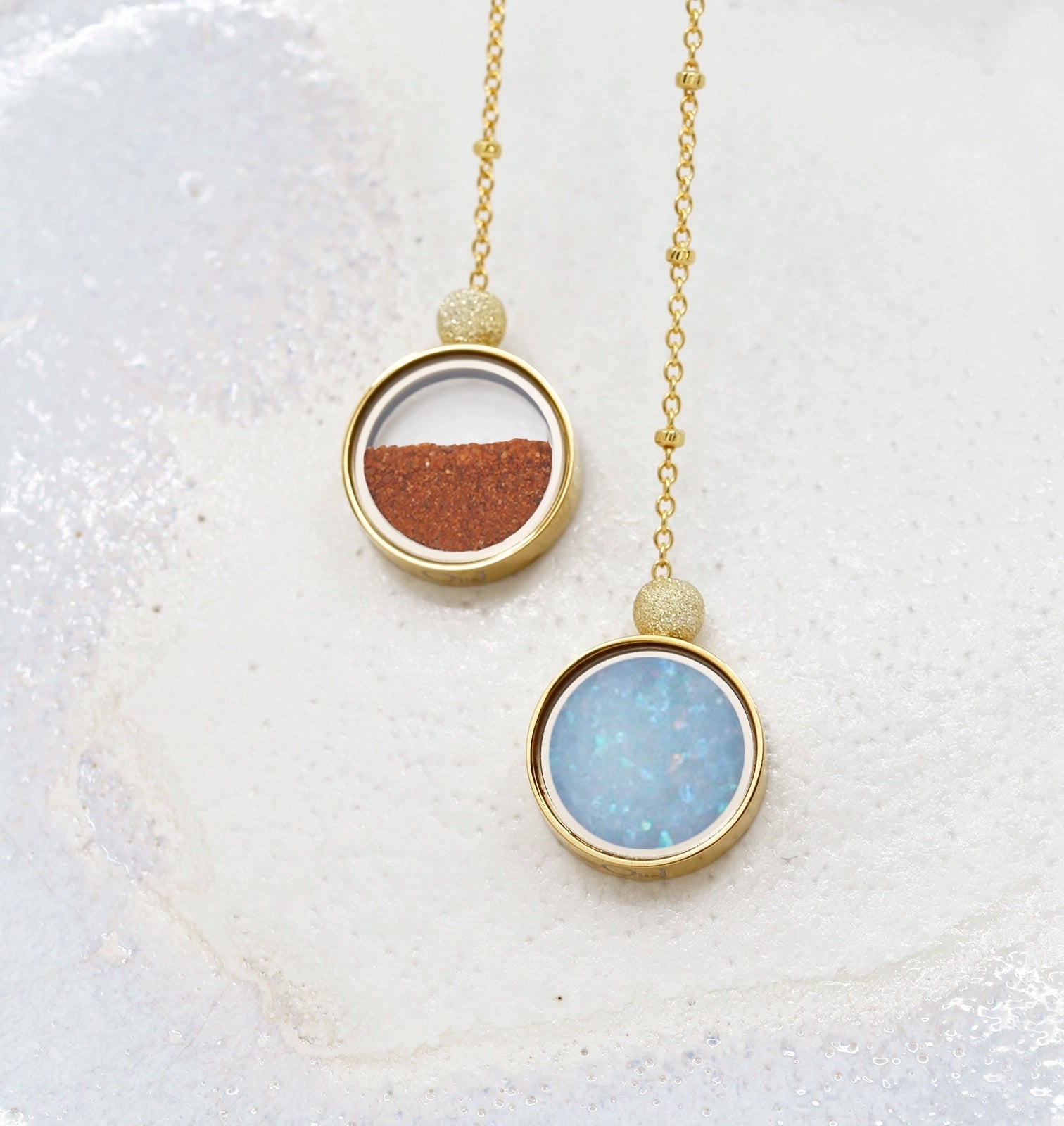 Australian Opal & Red Desert Sand Duo Necklace - Necklaces | Oli&J
