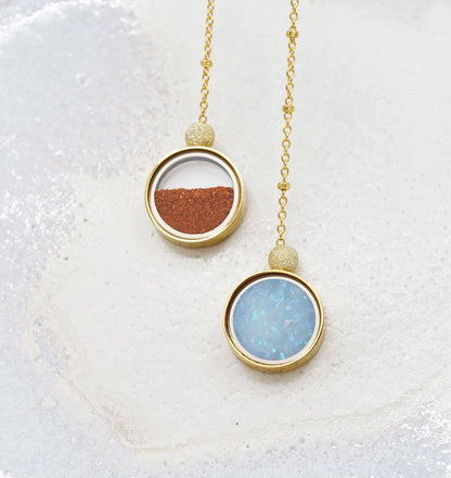 Australian Opal & Red Desert Sand Duo Necklace - Necklaces | Oli&J