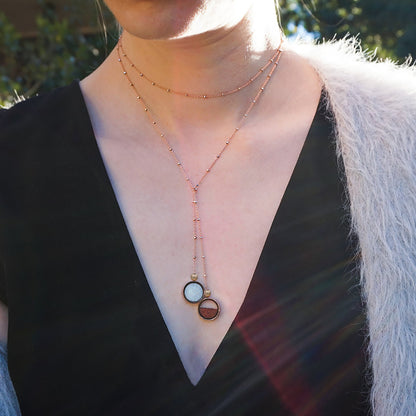 Australian Opal & Red Desert Sand Duo Necklace - Necklaces | Oli&J