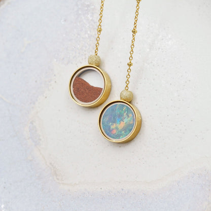 Australian Opal & Red Desert Sand Duo Necklace - Necklaces | Oli&J