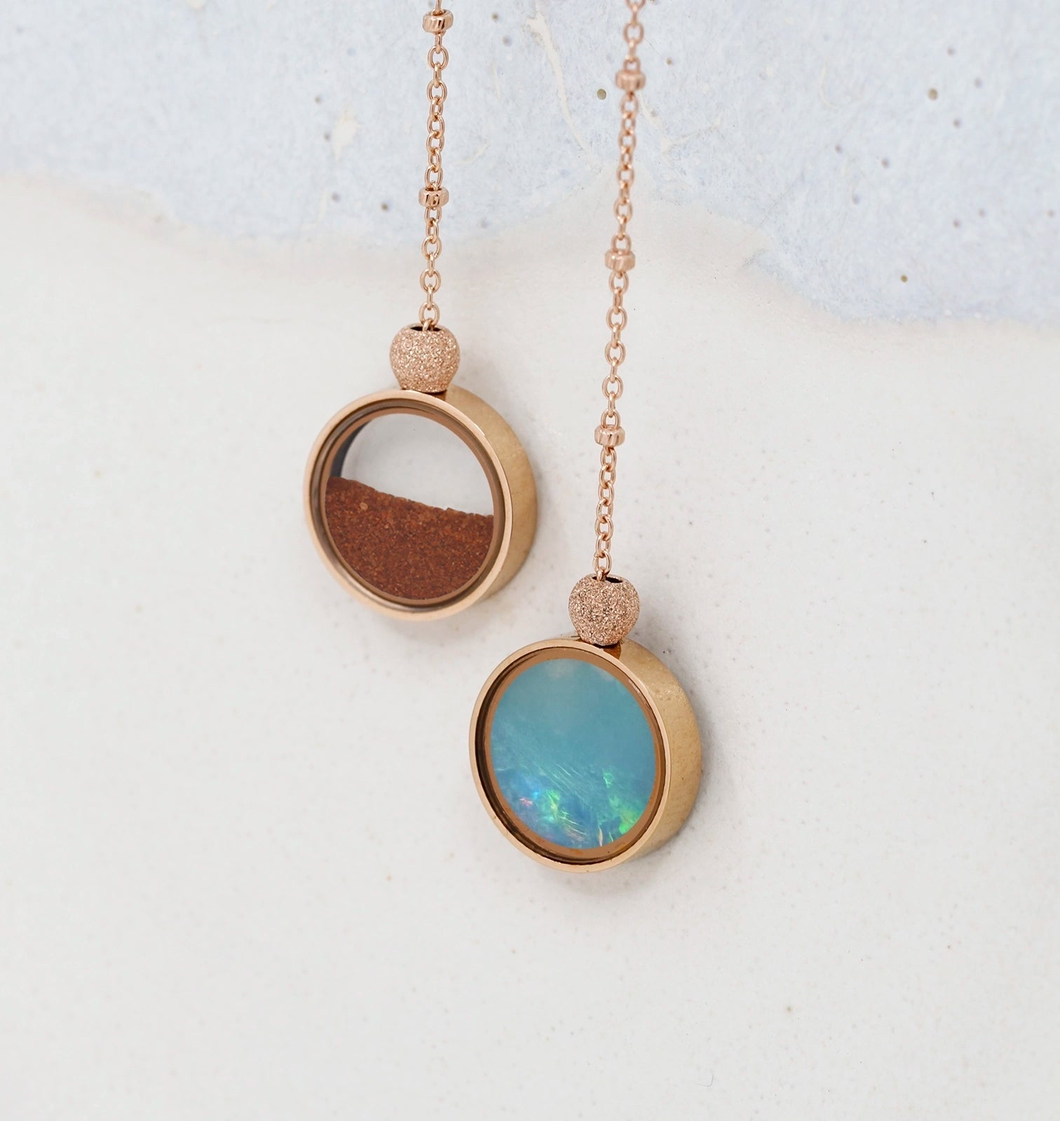 Australian Opal & Red Desert Sand Duo Necklace - Necklaces | Oli&J