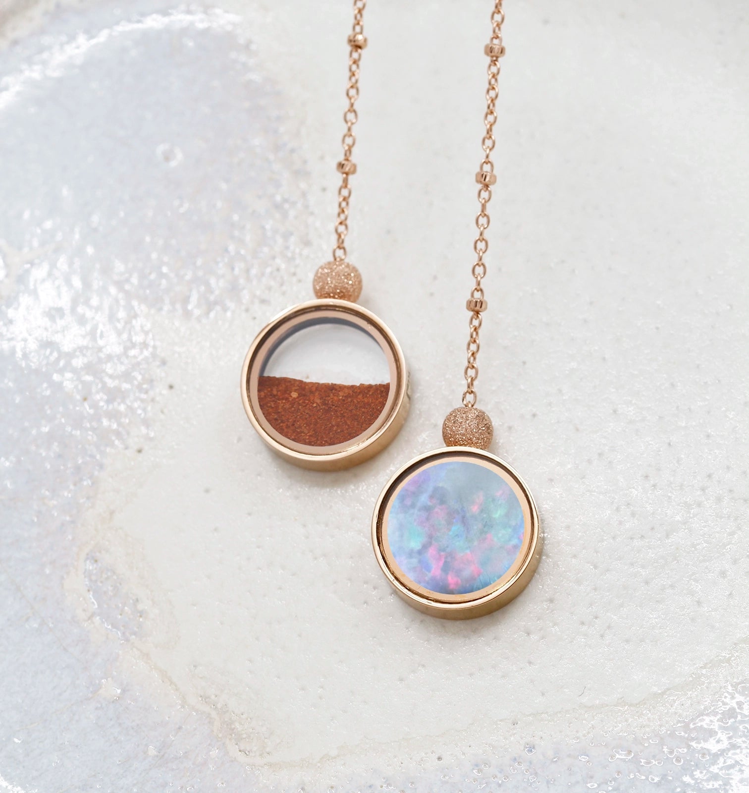 Australian Opal & Red Desert Sand Duo Necklace - Necklaces | Oli&J