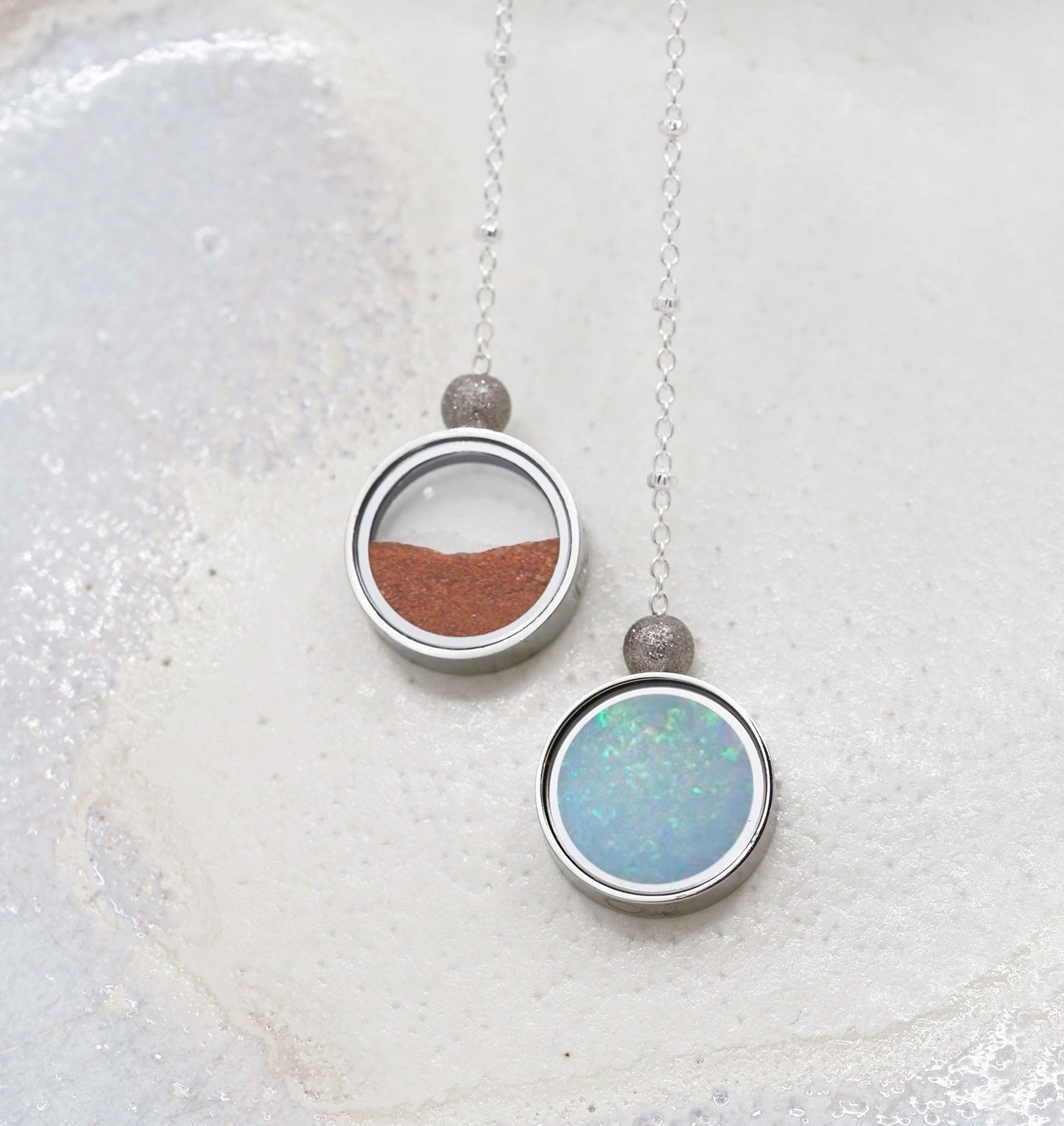 Australian Opal & Red Desert Sand Duo Necklace - Necklaces | Oli&J