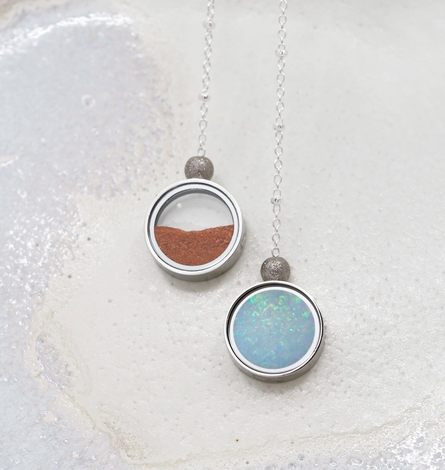 Australian Opal & Red Desert Sand Duo Necklace - Necklaces | Oli&J