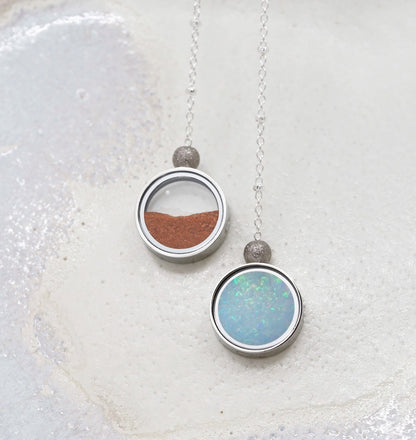 Australian Opal & Red Desert Sand Duo Necklace - Necklaces | Oli&J