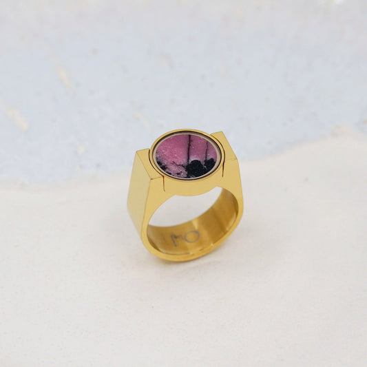 Australian Rhodonite Unisex Ring - Signet Style - | Oli&J