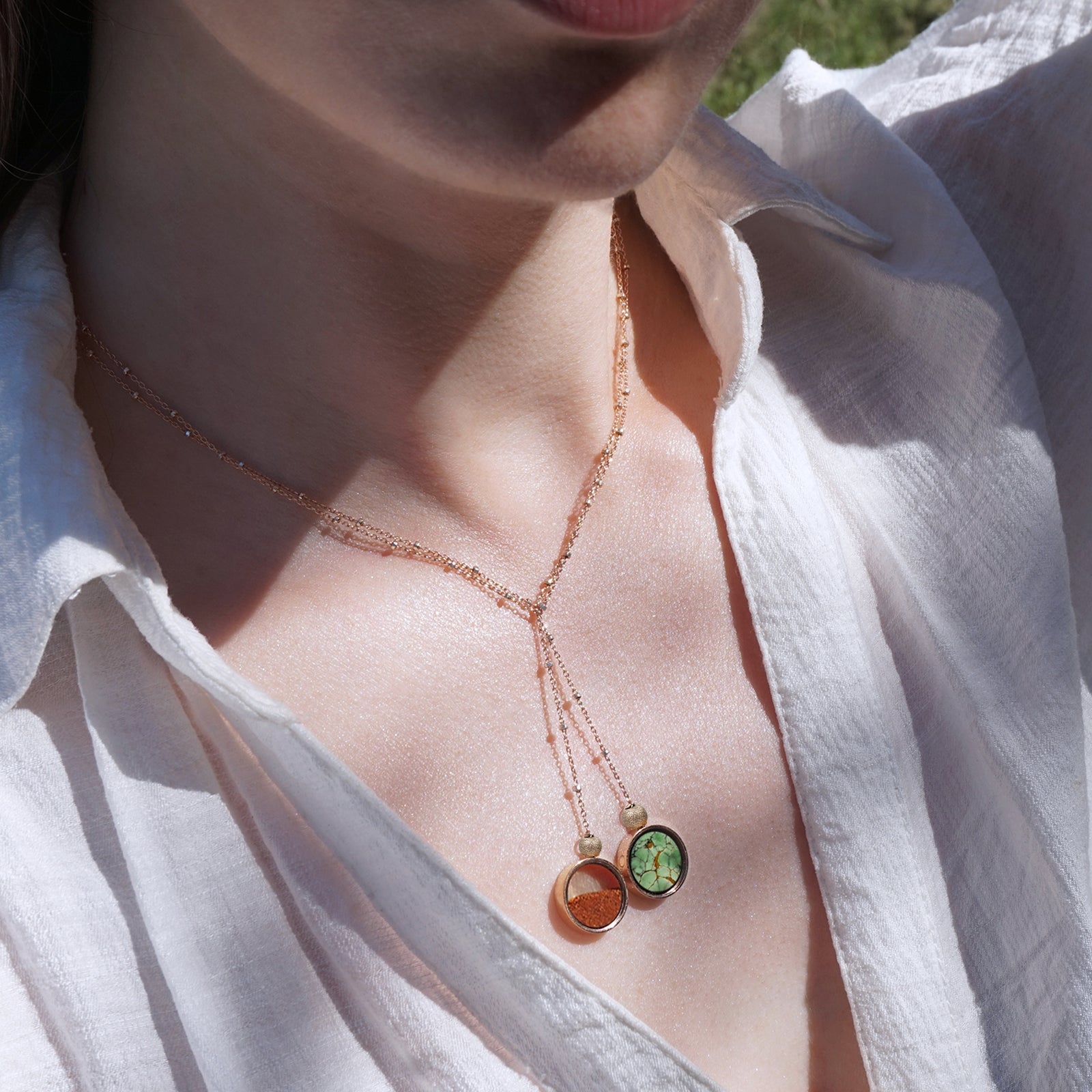 Australian Variscite & Red Desert Sand Duo Necklace - Necklaces | Oli&J