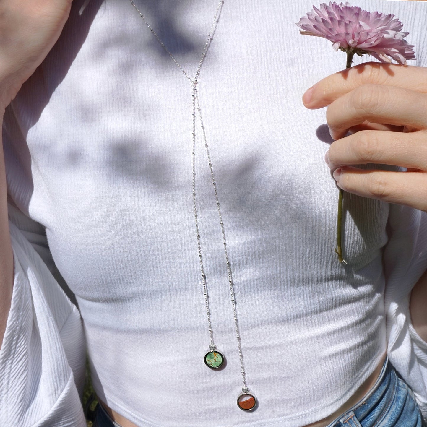 Australian Variscite & Red Desert Sand Duo Necklace - Necklaces | Oli&J