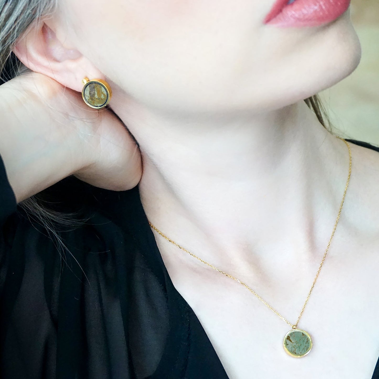 Australian Variscite & Red Desert Sand Earrings - | Oli&J