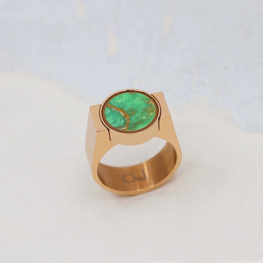 Australian Variscite Unisex Ring - Signet Style - | Oli&J