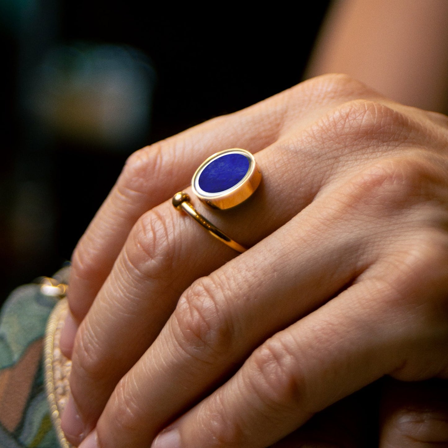 Lapis Lazuli Adjustable Ring - Rings | Oli&J